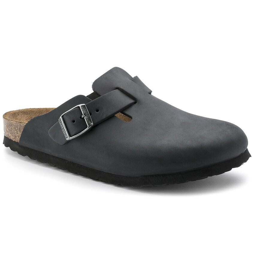 Boston (Unisex) - Schwarzes geöltes Leder